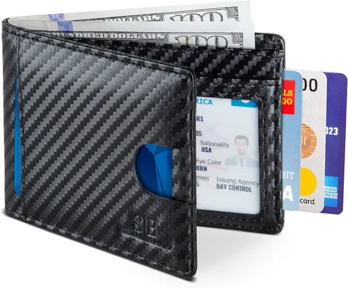 Miniatura 19 de SERMAN BRANDS RFID Blocking Slim Bifold Genuine Leather Thin Minimalist Front Pocket Wallets for Men Billfold Wallet Men Gift