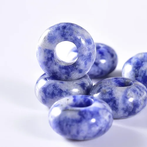 Miniatura 3 de Cuentas de piedra natural de agujero grande (0.23 a 0.236 pulgadas) pulidas Rondelle cuentas de piedras preciosas europeas para pulseras de dijes