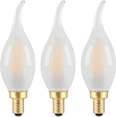 Bombillas LED de candelabro E12 esmerilado, bombilla E12 regulable equivalente a 40 W, bombilla de araña antigua CA10 de 4 W, bombillas de vela