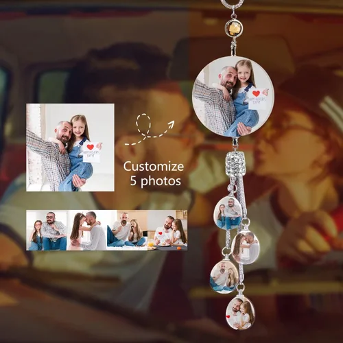 Miniatura 2 de Decoración de espejo retrovisor con foto personalizada: adornos de diamantes para mujer, accesorios lindos para automóviles