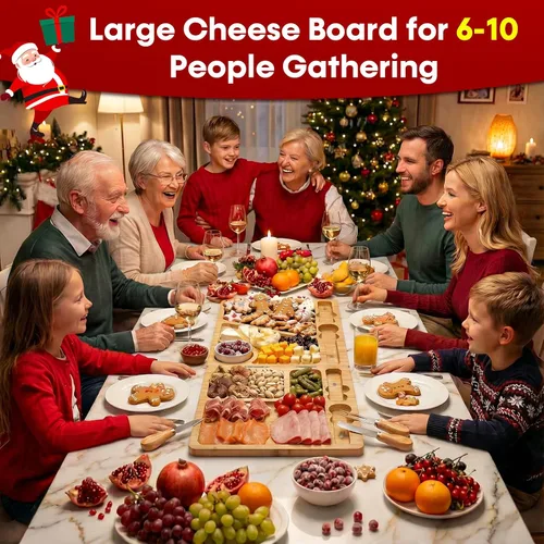 Miniatura 3 de UTCG Regalos de Tabla de Charcutería para Mujeres: Tabla de Queso Plegable de Bambú con Juego de Cuchillos - Regalo Único de Intercambio de Regalos