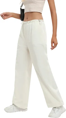 Miniatura 5 de DECIVI Pantalones de paracaídas para mujer Y2K Pantalones elásticos de cintura baja con cordón de ajuste holgado