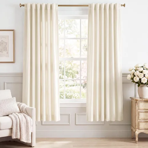 Miniatura 32 de StangH - Cortinas opacas de terciopelo con pestaña trasera, aislamiento térmico, para puerta corrediza, dormitorio, telón de fondo, estudio, teatro