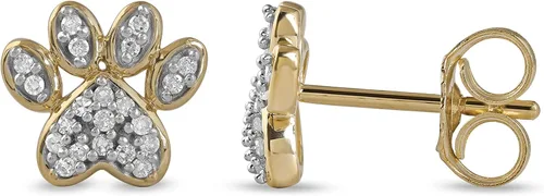 DZON I-J, I2 - Pendientes de plata de ley con certificado IGI de 110 quilates, diseño de pata de perro de corte redondo
