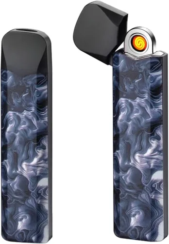 Ambrogio.L Encendedores eléctricos recargables, paquete de 2 unidades, ultra delgado, USB C, resistente al viento, encendedor de plasma con luz