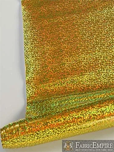 Miniatura 2 de Fabric Empire Tela brillante con holograma de vinilo dorado brillante, 54 pulgadas de ancho, vendido por The Yard