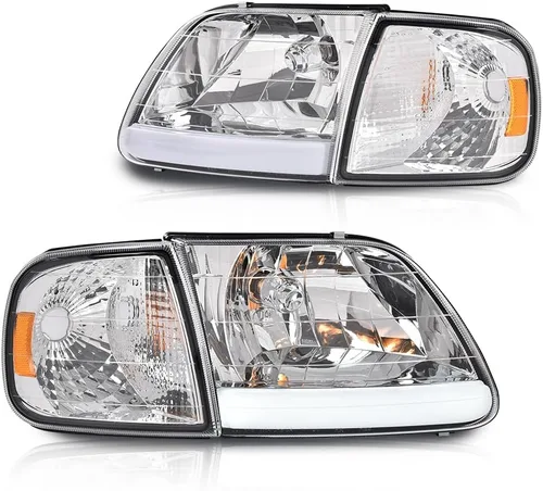 Miniatura 12 de CNNELL Juego de faros LED DRL estilo fábrica y luces de estacionamiento de esquina compatibles con F150 Expedition 1997-2002/Ford F150 Lente