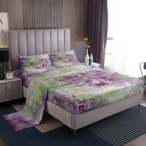 Miniatura 17 de Erosebridal Juego de sábanas tamaño individual con estampado de teñido anudado en acuarela, degradado beige y gris, para niños y adolescentes, juego