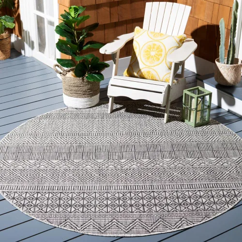 Miniatura 13 de SAFAVIEH Alfombra lavable para exteriores, colección Courtyard de 2.3 x 16 pies, color negro y gris, no desprende pelusa y de fácil limpieza, ideal