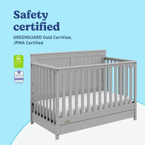 Miniatura 6 de Graco Hadley Cuna convertible 5 en 1 con cajón (Gris Guijarro) – Certificado GREENGUARD Gold, Combo de cuna con cajón, Cajón de almacenamiento