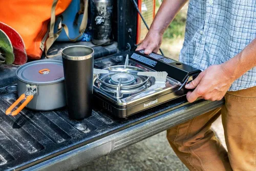 Miniatura 3 de Estufa de camping Iwatani Cassette Feu Butano VA-30, una, NEGRO