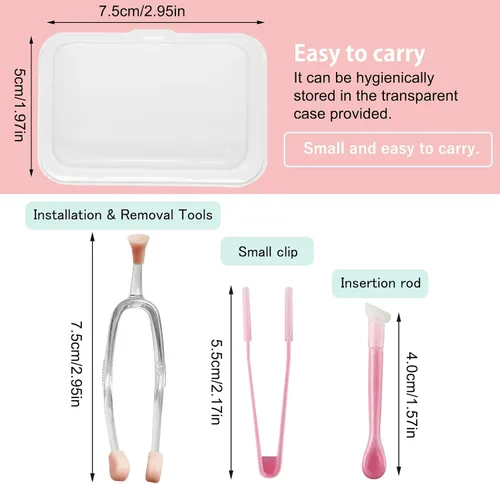Miniatura 5 de Herramienta de inserción y extracción de lentes de contacto suave, pinzas con punta suave, juego de estuche de herramientas portátil para lentes