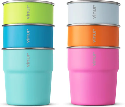 Miniatura 10 de VINUR Vasos Tumbler de Acero Inoxidable de 8 oz, Vasos de Metal Apilables para Beber para Viajes, Campamento, Exteriores, Paquete de 4