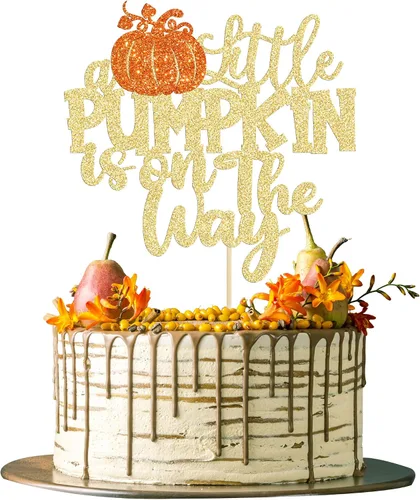 Miniatura 12 de 24 adornos para cupcakes de calabaza para niños o niñas con purpurina para revelación de género, decoración para cupcakes de calabaza, pies