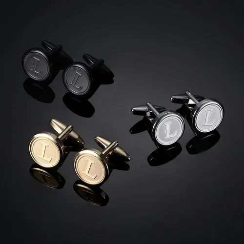 Miniatura 7 de LOLIAS 3 pares de gemelos con iniciales para hombre, juego de gemelos clásicos para hombre, estilo casual a formal, con caja de regalo, gemelos