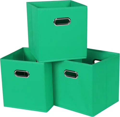 Miniatura 16 de Cubos de almacenamiento de tela – 13 x 13 x 13 pulgadas, cubos organizadores plegables con asas dobles – juego de 6, color azul