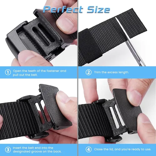 Miniatura 7 de Paquete de 6 cinturones tácticos militares de nailon para hombres/mujeres, cinturones de trabajo de lona con hebilla de plástico
