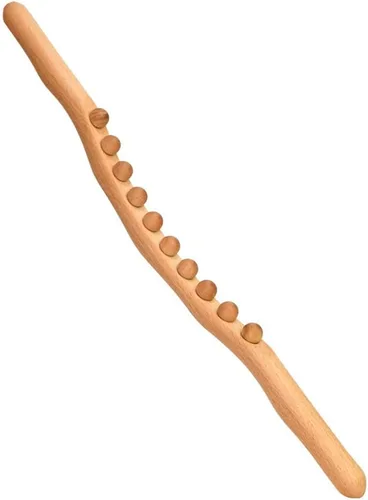 Miniatura 14 de Herramientas de masaje de madera Gua Sha, herramienta de paleta de drenaje linfático de 10 cuentas, herramienta de masaje de mano para esculpir