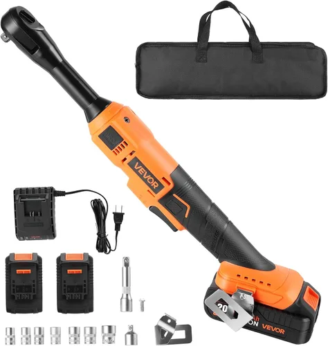 Miniatura 14 de VEVOR Llave de trinquete inalámbrica, accionamiento de 3/8 pulg., 240 RPM, hasta 33 pies/libra de torque, juego de llave de trinquete eléctrica