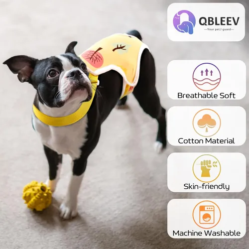 Miniatura 2 de QBLEEV Pañales para perras, bragas sanitarias lavables con tirantes ajustables, pañales reutilizables para cachorros, lindas bragas de período