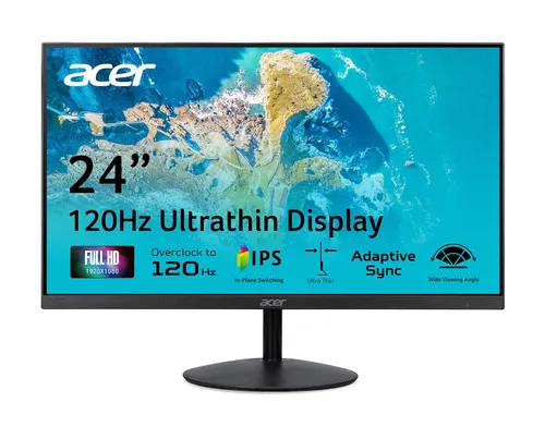 Acer SB240Y G0bi - Monitor para juegos y oficina de 23.8" IPS Full HD ultradelgado de borde a borde | Soporte de sincronización adaptativa
