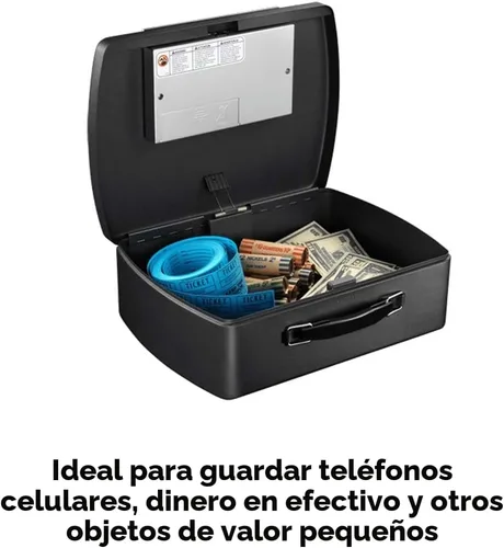 Miniatura 3 de P021E Caja fuerte de seguridad portátil para crear una combinación propia, 5.6 x 12.8 x 10.4 pulgadas, color negro