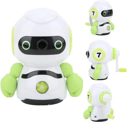 Miniatura 3 de Sacapuntas robot verde, sacapuntas manual, sacapuntas de mano de larga duración, mano de obra fina, suministros escolares, sacapuntas
