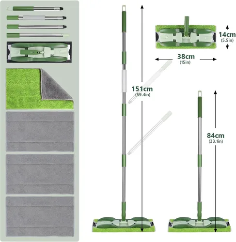 Miniatura 8 de Trapeadores de Microfibra para Limpieza de Pisos, Trapeadores Profesionales Masthome con Almohadillas Lavables 4 piezas, Mopa Plana de Uso Húmedo