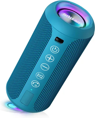 Miniatura 15 de Ortizan - Parlante Bluetooth 5.3, inalámbrico, impermeable IPX7, sonido estéreo de 24 W, graves profundos, luces RGB, emparejamiento doble, 30 horas