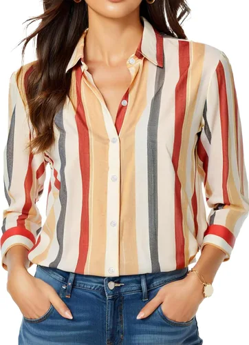 Miniatura 22 de Camisas sin planchado y sin arrugas para mujer, con botones, de manga larga, de seda de morera, blusas casuales para el trabajo