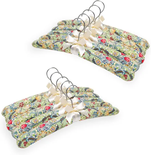 Miniatura 8 de NEOVIVA Perchas acolchadas para ropa de mujer, perchas acolchadas con estampado floral para mujer, sin ganchos de hombro para adultos, perchas