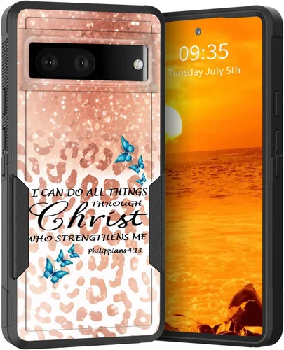 Miniatura 35 de Funda para Pixel 6A, Híbrida de Doble Capa de Servicio Pesado Resistente a Prueba de Golpes PC Duro + Funda Protectora de Silicona Suave para Google