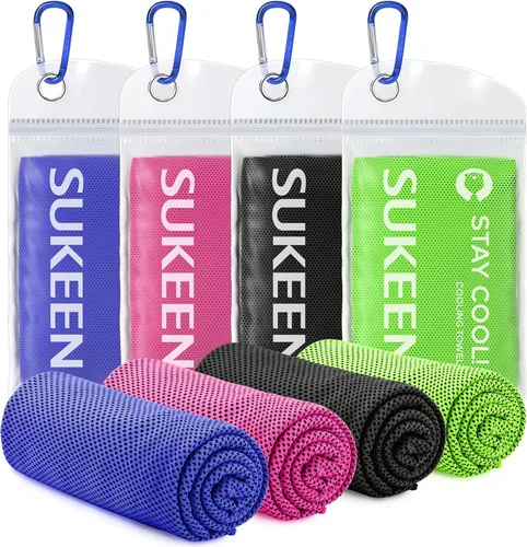 Miniatura 19 de Sukeen Paquete de 4 toallas refrescantes (40 x 12 pulgadas), toalla de hielo, toalla suave y transpirable, toalla de microfibra para yoga