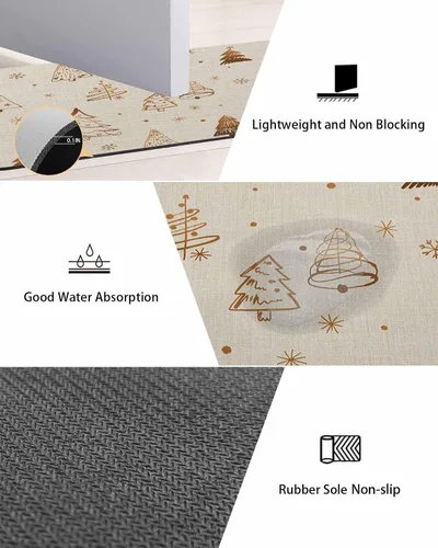 Miniatura 3 de Tapete de baño de Navidad para bañera, antideslizante, de secado rápido y absorbente, tierra de diatomeas, fregadero de cocina, lavable, moderno