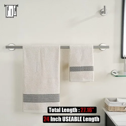 Miniatura 3 de JQK Barra para Toallas de Baño, 27 Pulgadas, 304 Acero Inoxidable Grueso de 0.8mm, Toallero para Baño, Soporte para Toallas con Acabado Cepillado