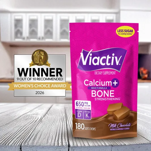 Miniatura 2 de Viactiv Calcium Plus Suplemento de vitamina D masticables suaves, marrón, chocolate con leche, 180