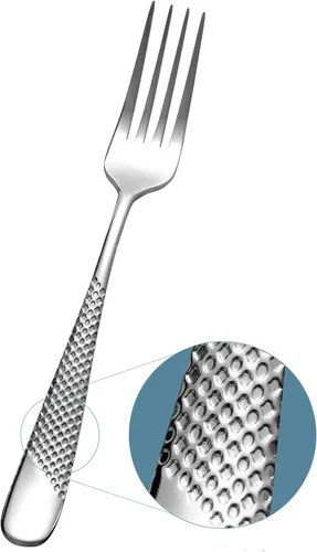 Miniatura 3 de Xideman® Juego de tenedores martillados prémium (8.1 pulgadas), cubiertos de tenedores de acero inoxidable 18/10, 6 tenedores de metal