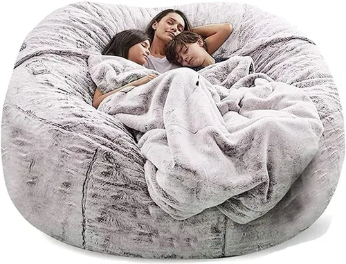 Miniatura 11 de Puf de 7 pies, funda de sofá para silla, lavable de tela de felpa suave de alta calidad, puf para juegos, tumbona gruesa y perezosa, juguetes