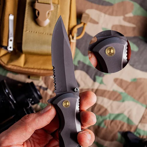 Miniatura 5 de 3 juegos de pernos de pulgar, tornillos de titanio, tornillos de repuesto para el pulgar, tornillos de bolsillo para cuchillos, 535 Bugout (dorado)