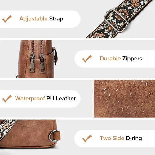 Miniatura 5 de OPAGE Small Sling Bag for Women, Leather Fanny Pack Crossbody Bag for Women Trendy Chest Bag with Adjustable Strap for Travel