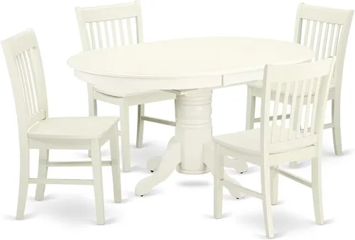 Miniatura 9 de East West Furniture AVNO5-OAK-W - Juego de comedor de 5 piezas para 4 personas, incluye una mesa de comedor ovalada con hojas de mariposa y 4 sillas