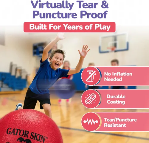 Miniatura 4 de S&S Worldwide Gator Skin Foam Dodgeballs - Easy Grip Starter Balls, Low Density Foam for No Sting, Durable Coating, Tear and Puncture Resistant, 6
