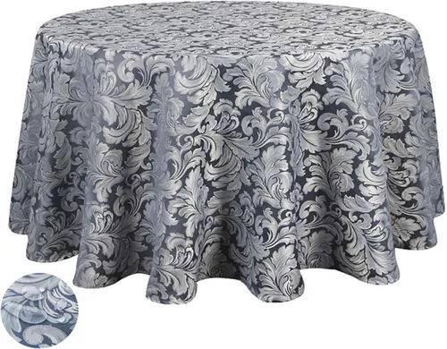 Miniatura 8 de Tektrum Mantel redondo de damasco jacquard de 90 pulgadas, resistente al agua, a prueba de derrames, resistente a las manchas, sin arrugas, ideal