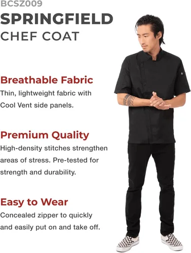 Miniatura 3 de Chef Works Springfield - Abrigo de chef para hombre
