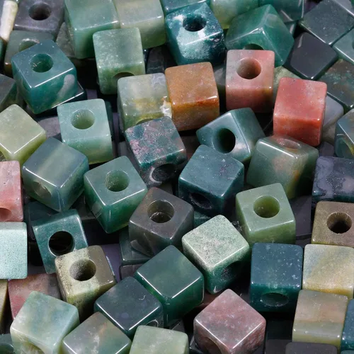 TUMBEELLUWA Cuentas de piedra para la fabricación de joyas, cuentas sueltas de cristal curativo con agujero grande y forma cuadrada, paquete de 15,