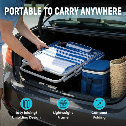 Miniatura 5 de #WEJOY Silla de playa de respaldo alto para adultos, sillas de playa resistentes para adultos con reposacabezas, silla portátil ligera para acampar