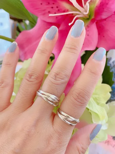Miniatura 3 de MINDDHA Anillos de plata de ley, anillos de plata entrelazados, anillo de triple fila, anillo de cinco filas, Navidad, San Valentín, cumpleaños, día