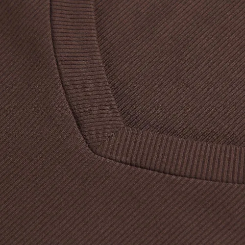 Miniatura 3 de PALINDA Camisetas ajustadas con cuello en V y acanaladas para mujer, básicas, de manga larga, color liso