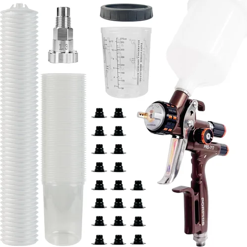 Miniatura 12 de Pistola Pulverizadora PRD-717 Tipo VS con Boquilla Dividida de 1.3mm para Repintado Automotriz, Marrón