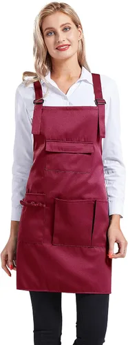 Miniatura 10 de Nanxson Delantal ajustable para mujer, delantal de trabajo profesional con bolsillos para herramientas CF3010